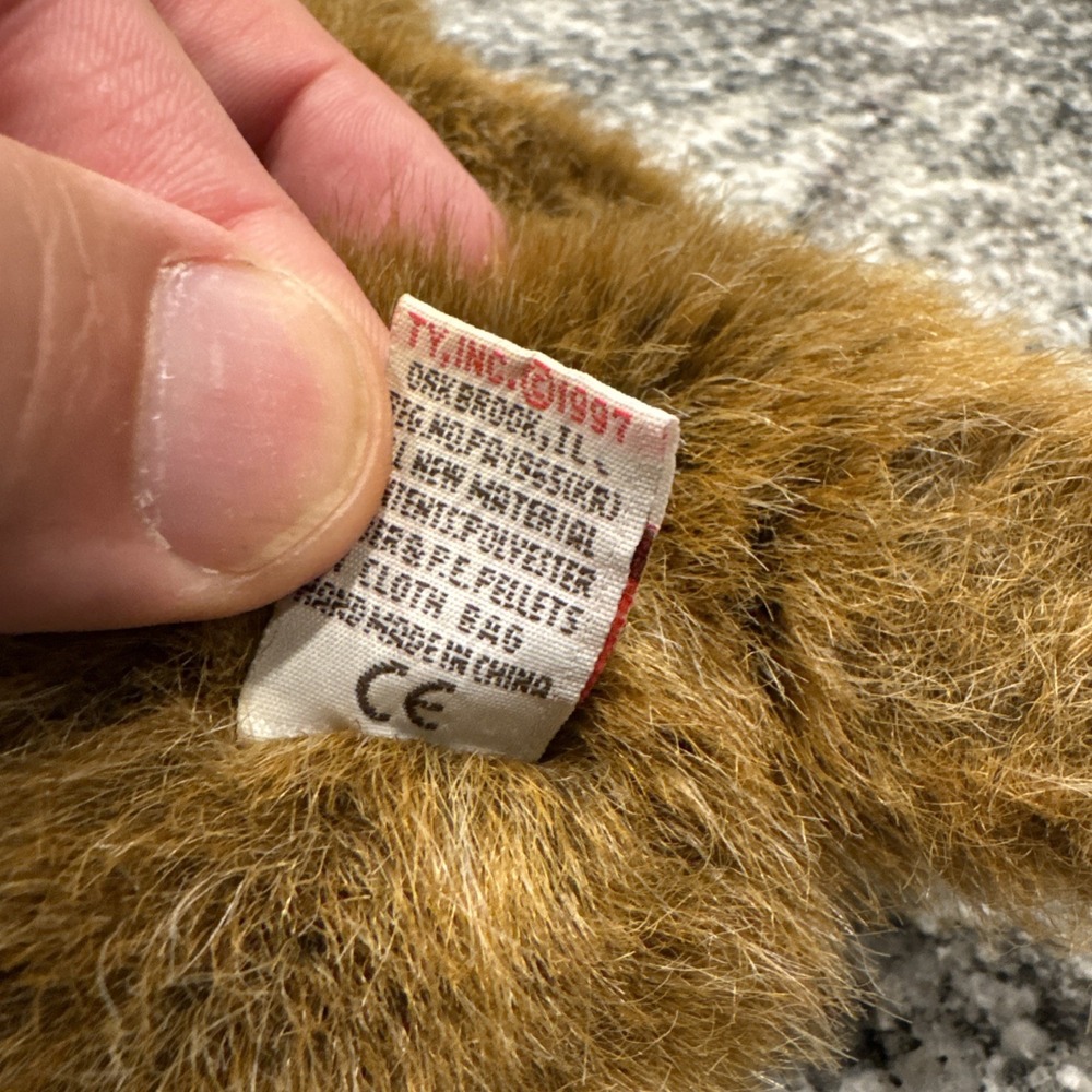 Ty Brown Teddy Bear 10" beanbag plush 1997 - Picture 5 of 14